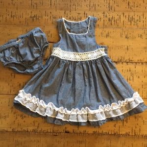18 month dress and bloomer set. EUC Bonnie Baby
